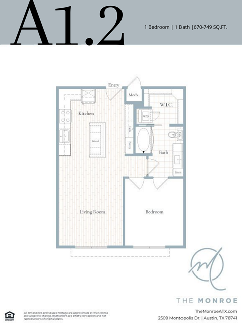 1 bed, 1 bath F at The Monroe Apartments, Austin, 78741